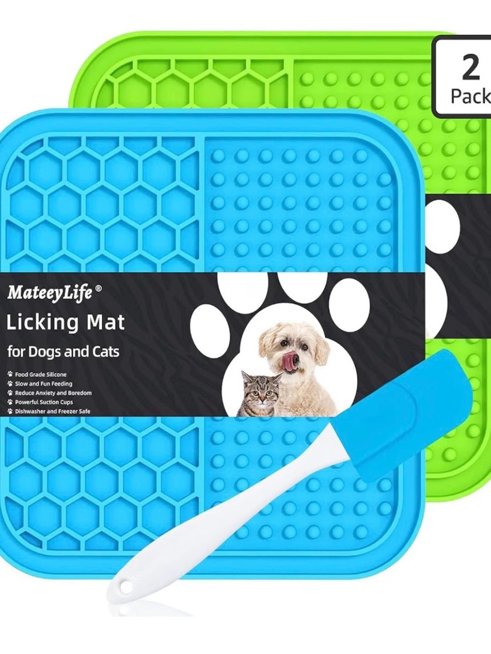 MateeyLife Licking Mat for Dogs and Cats - Blue & Green